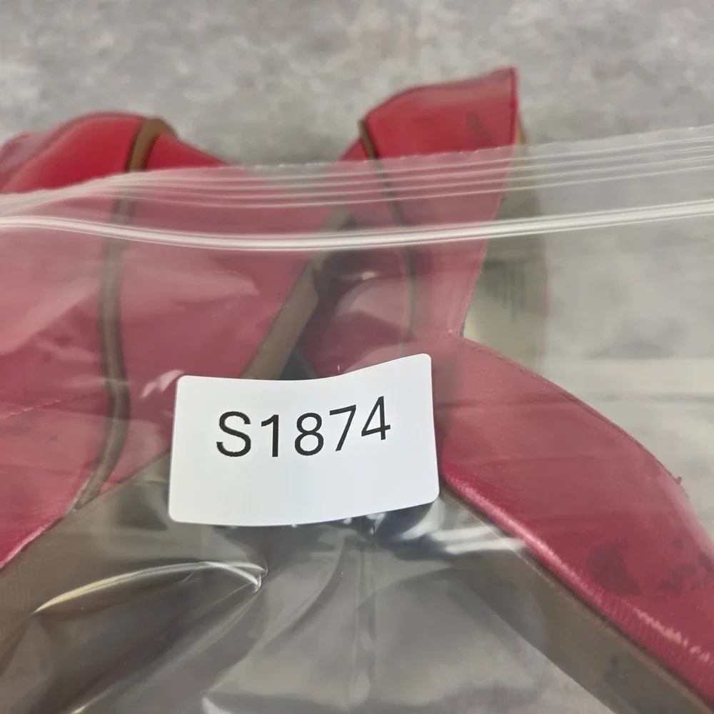 Alfani Womens Red Patent Peep Toe Wedge Heels Pumps Red Textured S1874 Size 7M